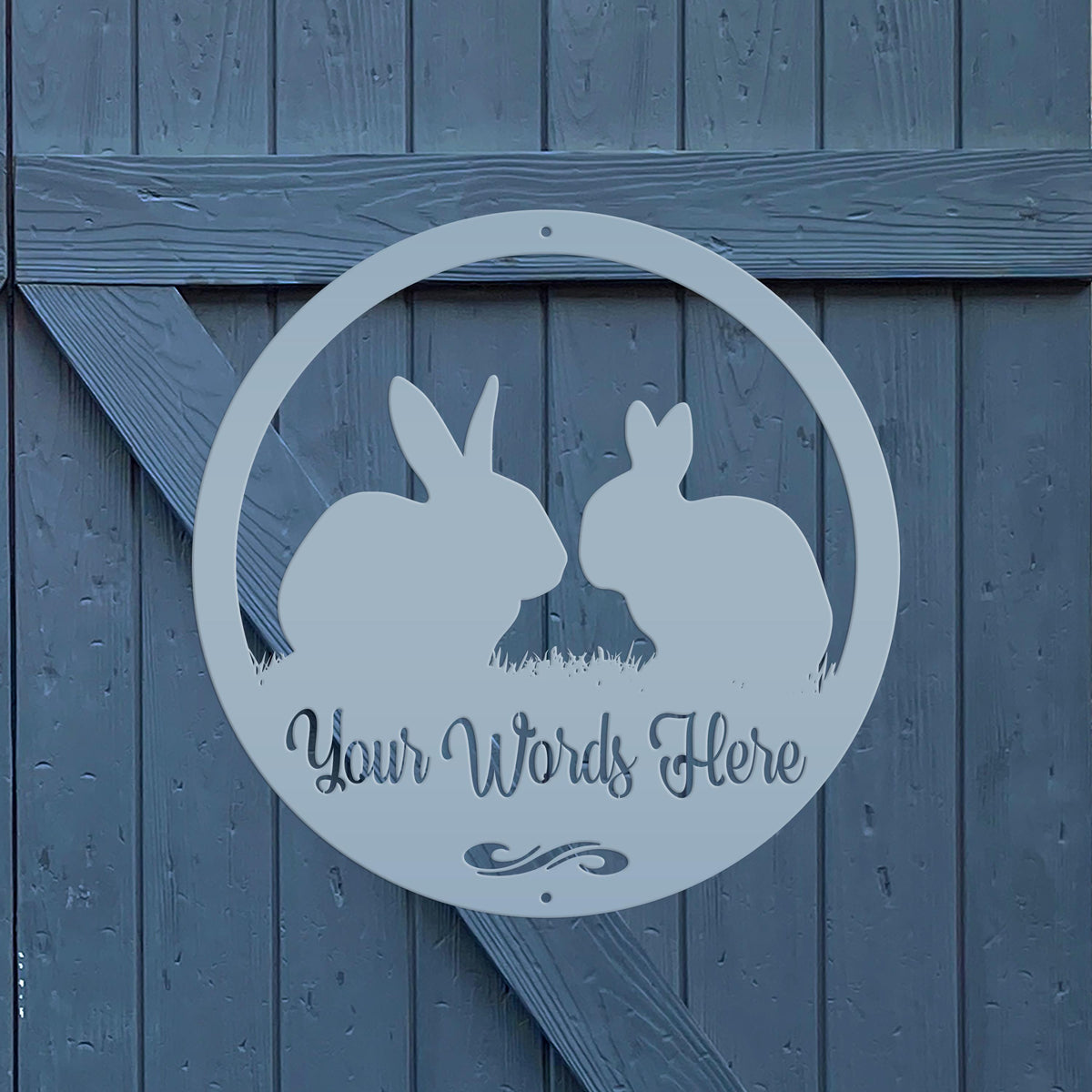 Rabbit Sign, Customizable Round Metal Sign, Rabbit House Sign