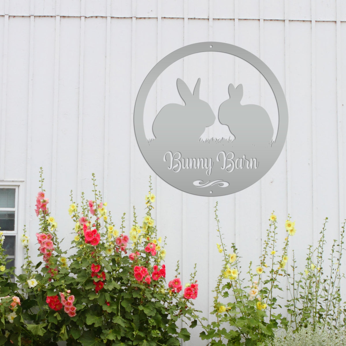 Rabbit Sign, Customizable Round Metal Sign, Rabbit House Sign