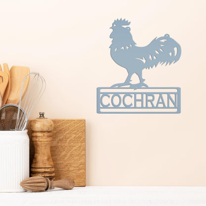 Rooster Decor Metal Sign, Farmhouse Signage, Rustic Home Decor, Personalized Gift Idea for the Chicken Lover, Poultry Farm Business Plaque
