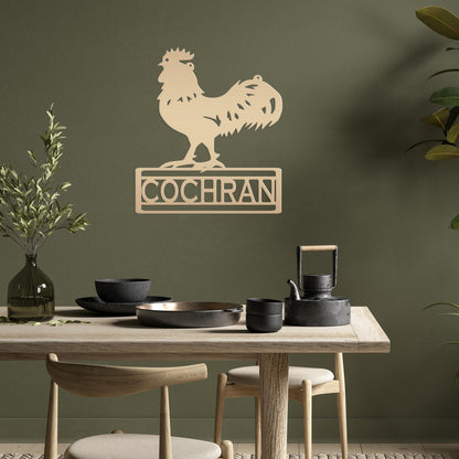 Rooster Decor Metal Sign, Farmhouse Signage, Rustic Home Decor, Personalized Gift Idea for the Chicken Lover, Poultry Farm Business Plaque