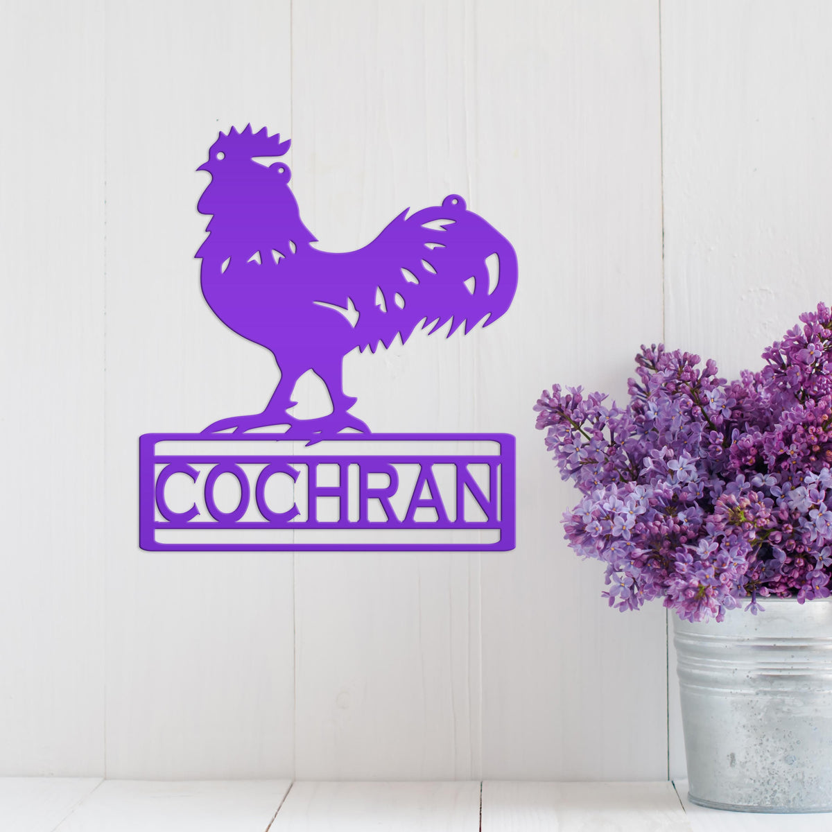 Rooster Decor Metal Sign, Farmhouse Signage, Rustic Home Decor, Personalized Gift Idea for the Chicken Lover, Poultry Farm Business Plaque