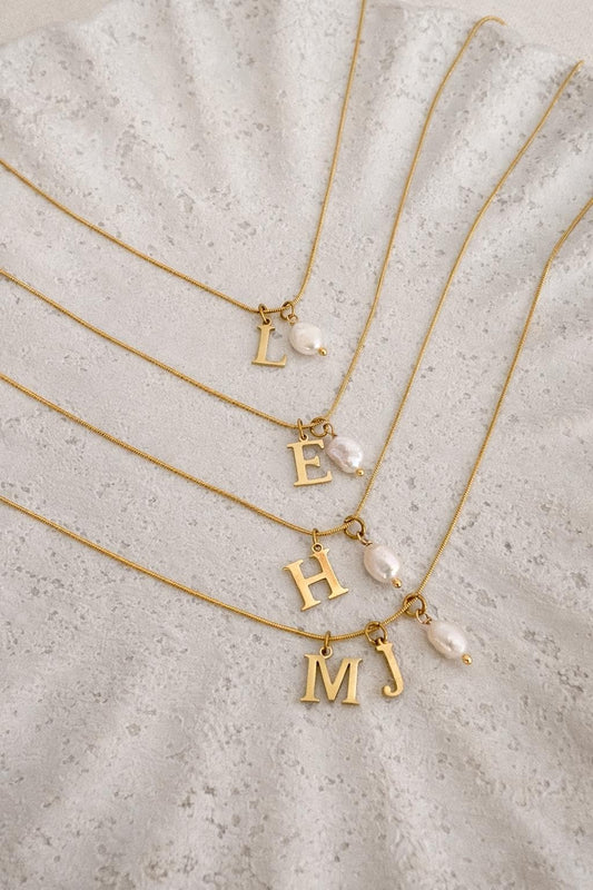 Pearl  initial necklace, necklace for little girls, gift for women, gold initial necklace, birthday gift for teens, gift for toddlers