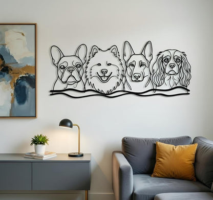 Minimalist Dog Line Art Metal Wall Decor, Modern Pet Portrait Wall Art for Dog Lovers Home Decor