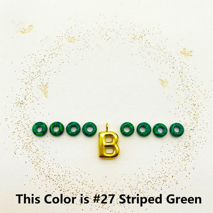 Personalized Initial Keychain, Malachite Beaded Letter Charm, Gold D-Ring Keyring, Green Stone Bag Charm, Custom Gift for Her