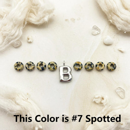 Custom Beaded Natural Stone Initial Bag Charm, Silver Plated Charm Accessory, Bridesmaids Gift