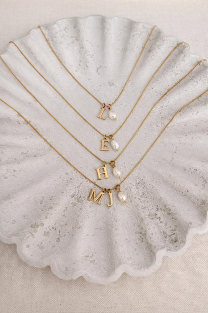 Pearl  initial necklace, necklace for little girls, gift for women, gold initial necklace, birthday gift for teens, gift for toddlers