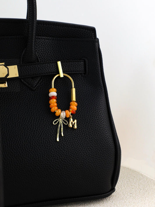 Custom keychain, personalized bag charm, initial and birthstone keychain, handbag accessory, bridesmaid gift, Christmas gift for her