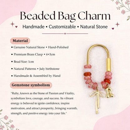 Custom keychain, personalized bag charm, initial and birthstone keychain, handbag accessory, bridesmaid gift, Christmas gift for her