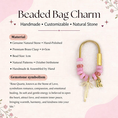 Custom keychain, personalized bag charm, initial and birthstone keychain, handbag accessory, bridesmaid gift, Christmas gift for her