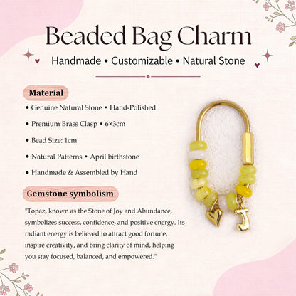 Custom keychain, personalized bag charm, initial and birthstone keychain, handbag accessory, bridesmaid gift, Christmas gift for her