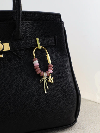 Healing Crystal Bag Charm Keychain, Natural Gemstone Beaded Purse Charm, Spiritual Gift, Handmade Crystal Keyring Accessory