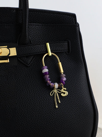 Personalized Birthstone Bag Charm, Custom Month Crystal Keychain, Beaded Purse Charm, Cute Handbag Accessory Gift for Women