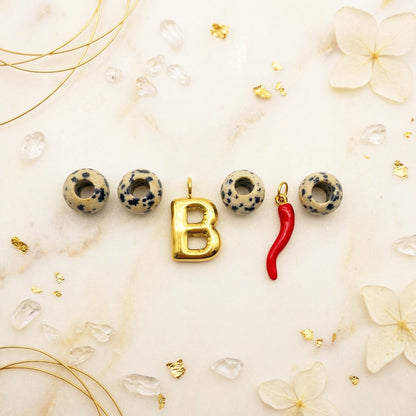 Personalized Beaded Initial Letter Natural Stone Keychains, Personalized Name Bag Charm, Bridesmaid Gift