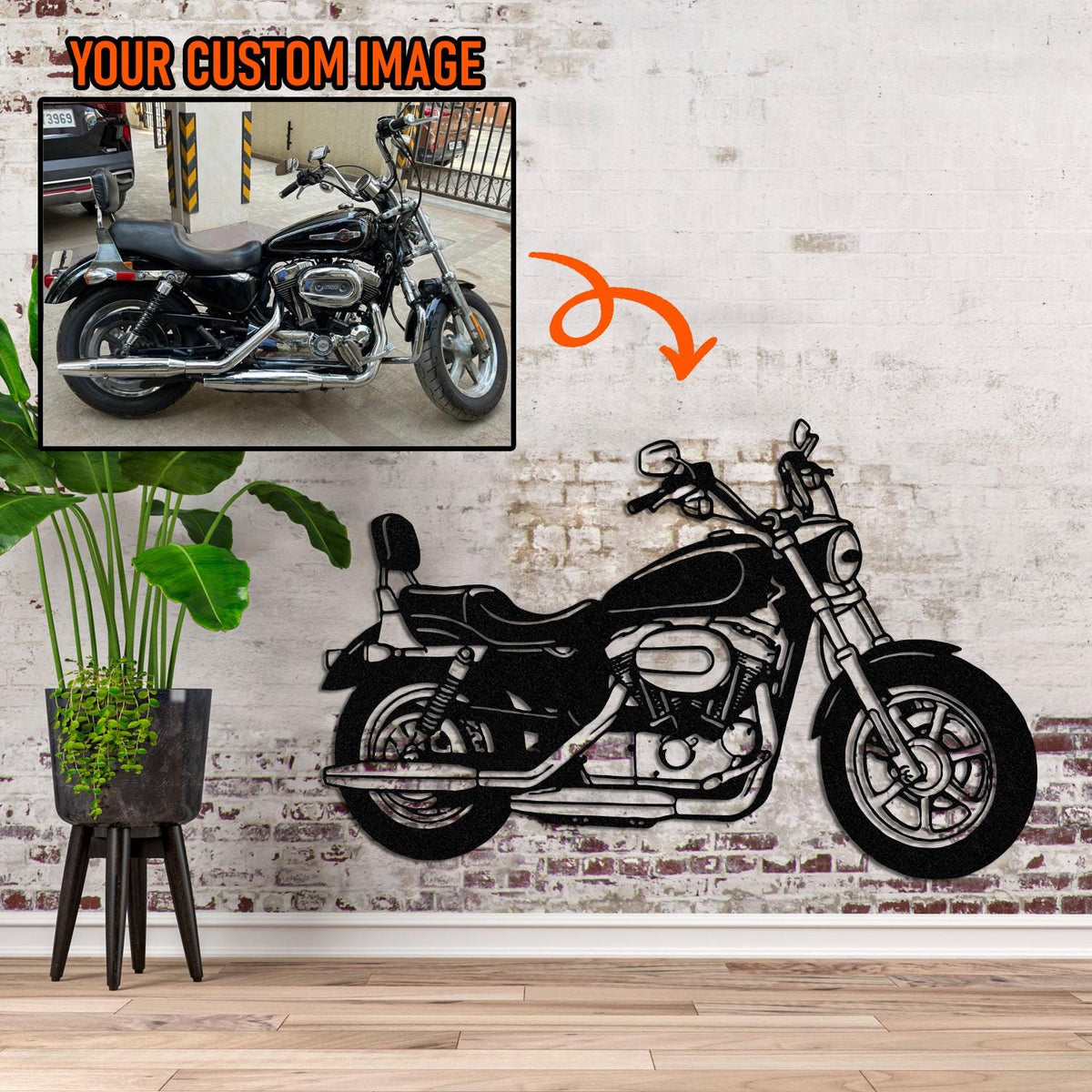 Custom Motorbike Wall Decor LED Lights Convert Your Motorcycle Images to Metal Sign Personalized Motorcycle Shop Garage Sign
