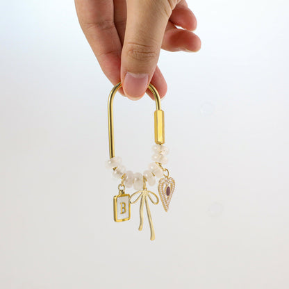 Custom keychain, personalized bag charm, initial and birthstone keychain, handbag accessory, bridesmaid gift, Gift for bridesmaids