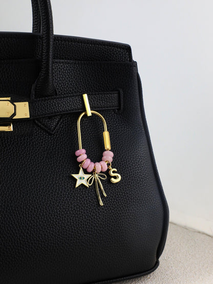 Custom keychain, personalized bag charm, initial and birthstone keychain, handbag accessory, bridesmaid gift, Gift for bridesmaids