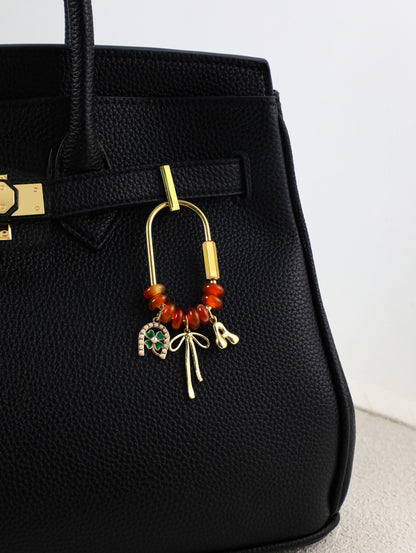 Custom keychain, personalized bag charm, initial and birthstone keychain, handbag accessory, bridesmaid gift, Gift for bridesmaids