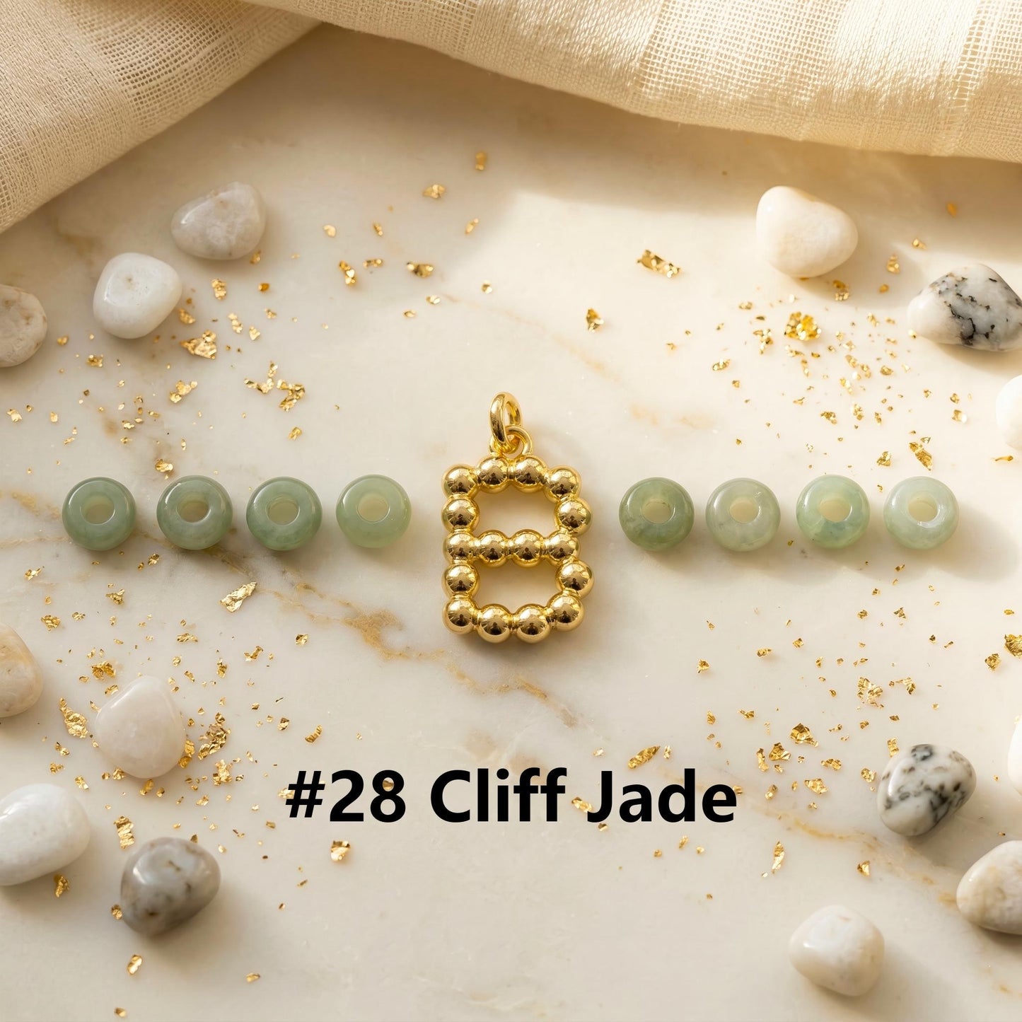 Personalized Gold Initial Bag Charm, Green Natural Stone Letter Keychain, Custom Bridesmaid Gift, Backpack Accessory for Mom