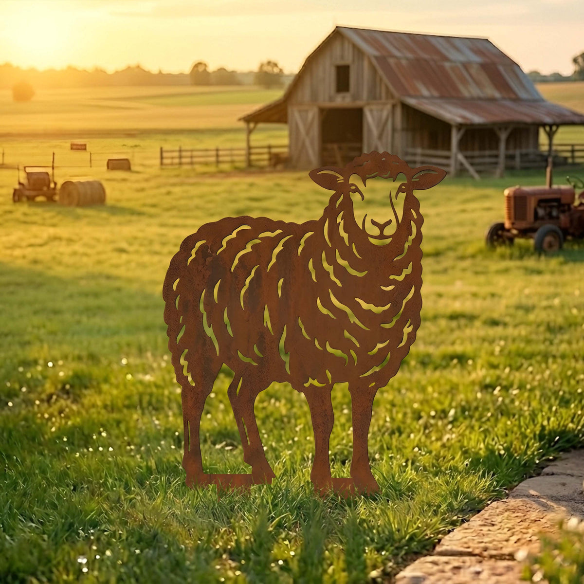 Custom Farm Animal Metal Stakes Yard Art Set Rustic Garden Decor Gift