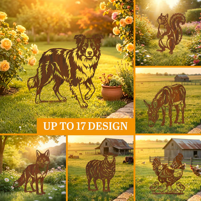 Custom Farm Animal Metal Stakes Yard Art Set Rustic Garden Decor Gift