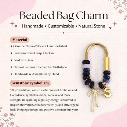 Custom keychain, personalized bag charm, initial and birthstone keychain, handbag accessory, bridesmaid gift, Christmas gift for her