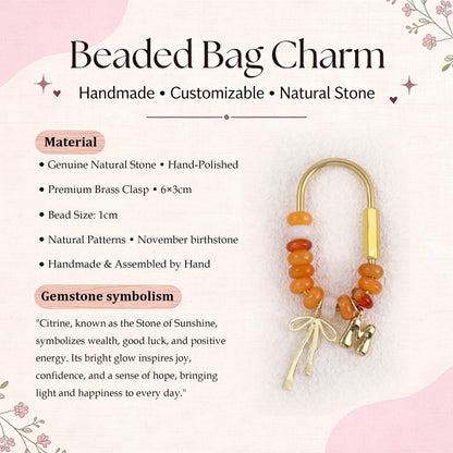Custom keychain, personalized bag charm, initial and birthstone keychain, handbag accessory, bridesmaid gift, Christmas gift for her