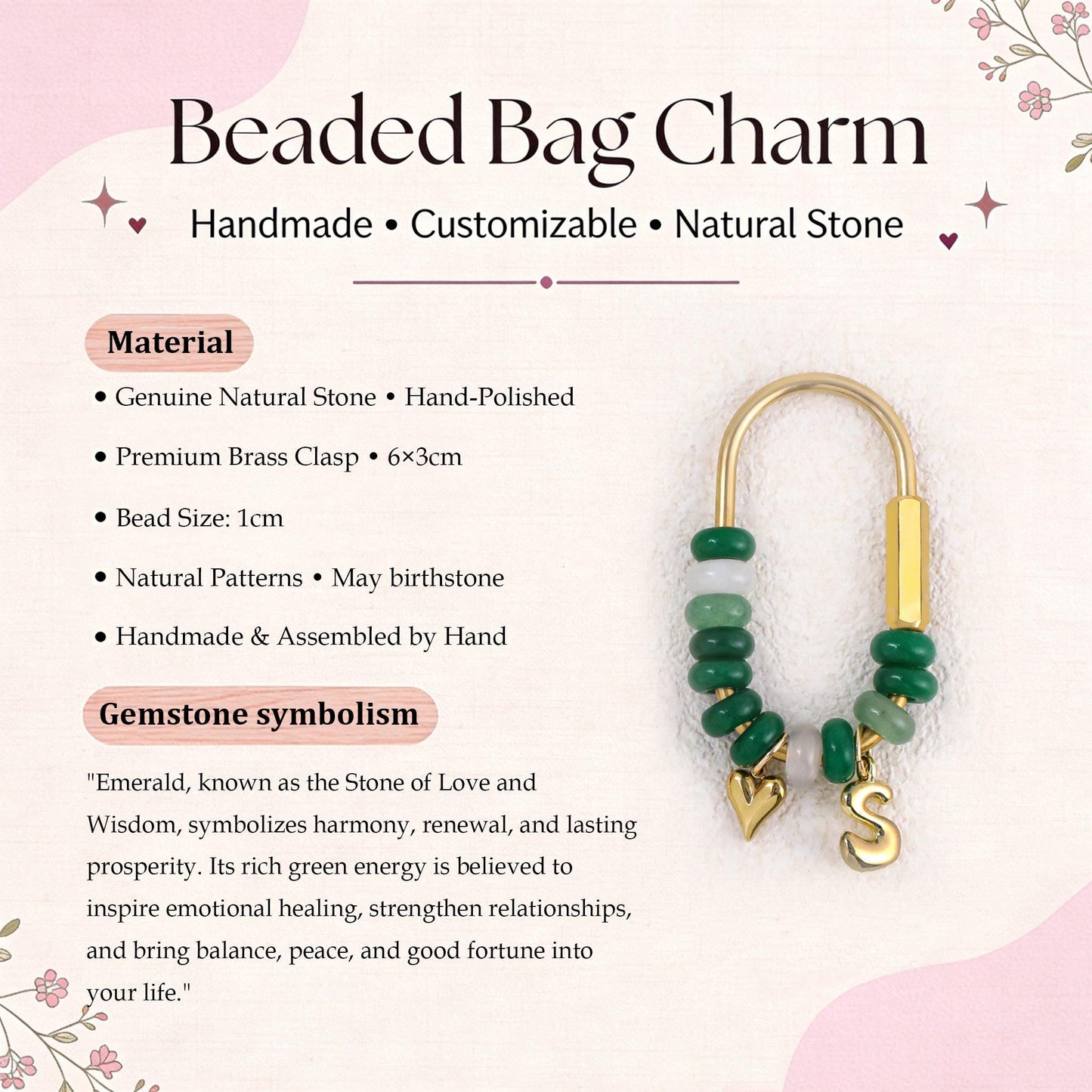 Custom keychain, personalized bag charm, initial and birthstone keychain, handbag accessory, bridesmaid gift, Christmas gift for her
