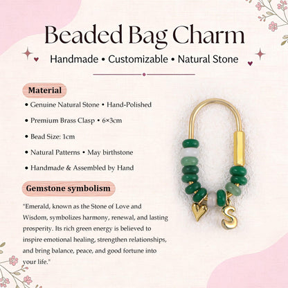 Custom keychain, personalized bag charm, initial and birthstone keychain, handbag accessory, bridesmaid gift, Christmas gift for her