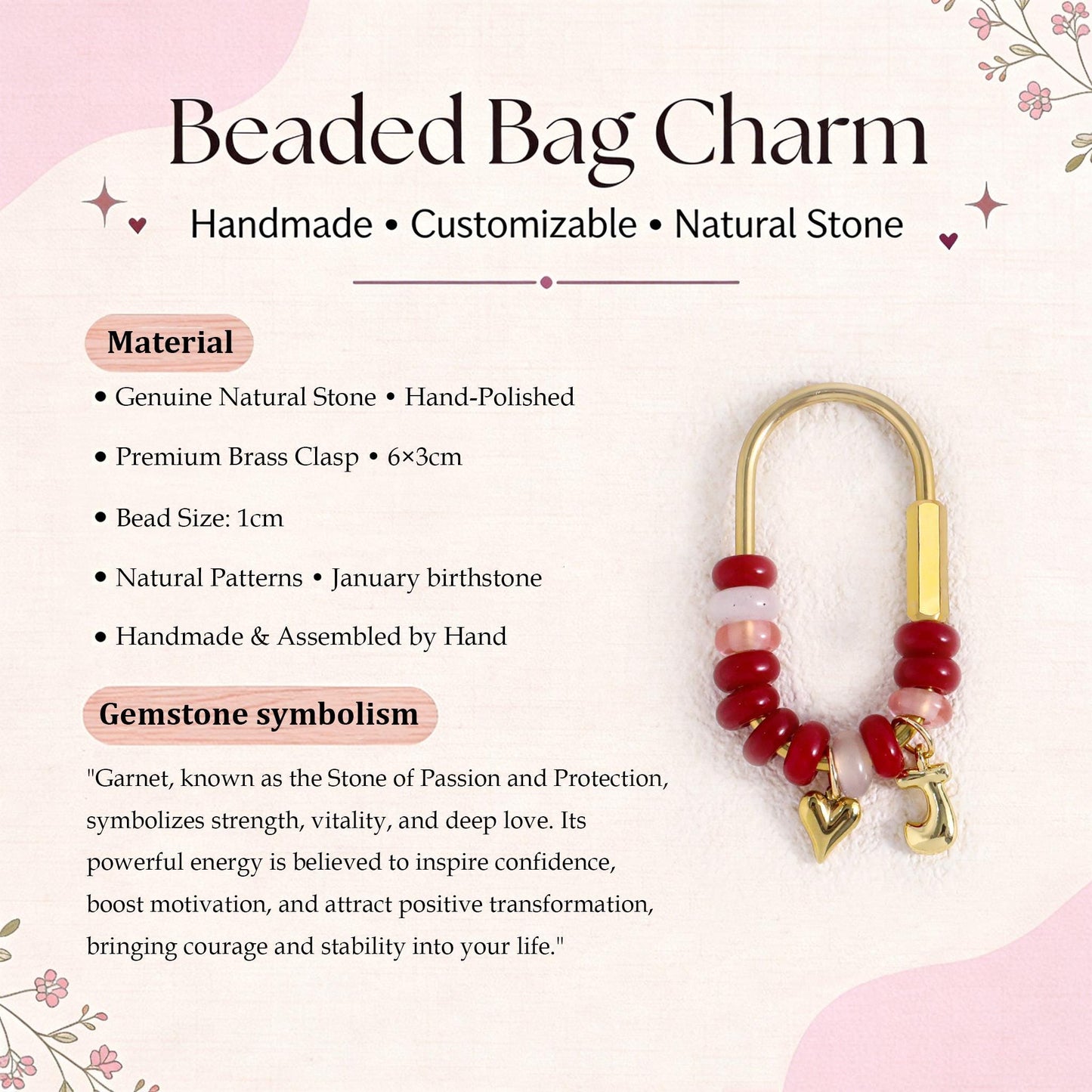 Custom keychain, personalized bag charm, initial and birthstone keychain, handbag accessory, bridesmaid gift, Christmas gift for her