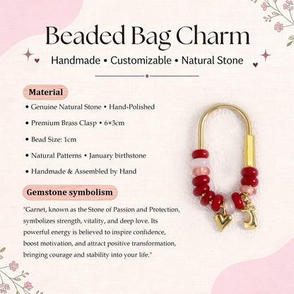 Custom keychain, personalized bag charm, initial and birthstone keychain, handbag accessory, bridesmaid gift, Christmas gift for her