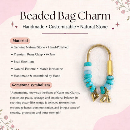 Healing Crystal Bag Charm Keychain, Natural Gemstone Beaded Purse Charm, Spiritual Gift, Handmade Crystal Keyring Accessory