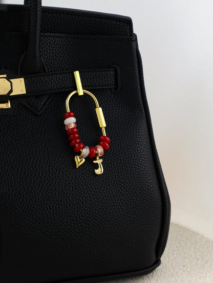 Personalized Birthstone Bag Charm, Custom Month Crystal Keychain, Beaded Purse Charm, Cute Handbag Accessory Gift for Women