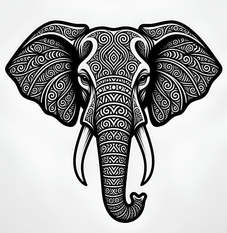 Mandala Elephant Wall Art Metal, Bohemian Animal Decor, Tribal Elephant Wall Hanging