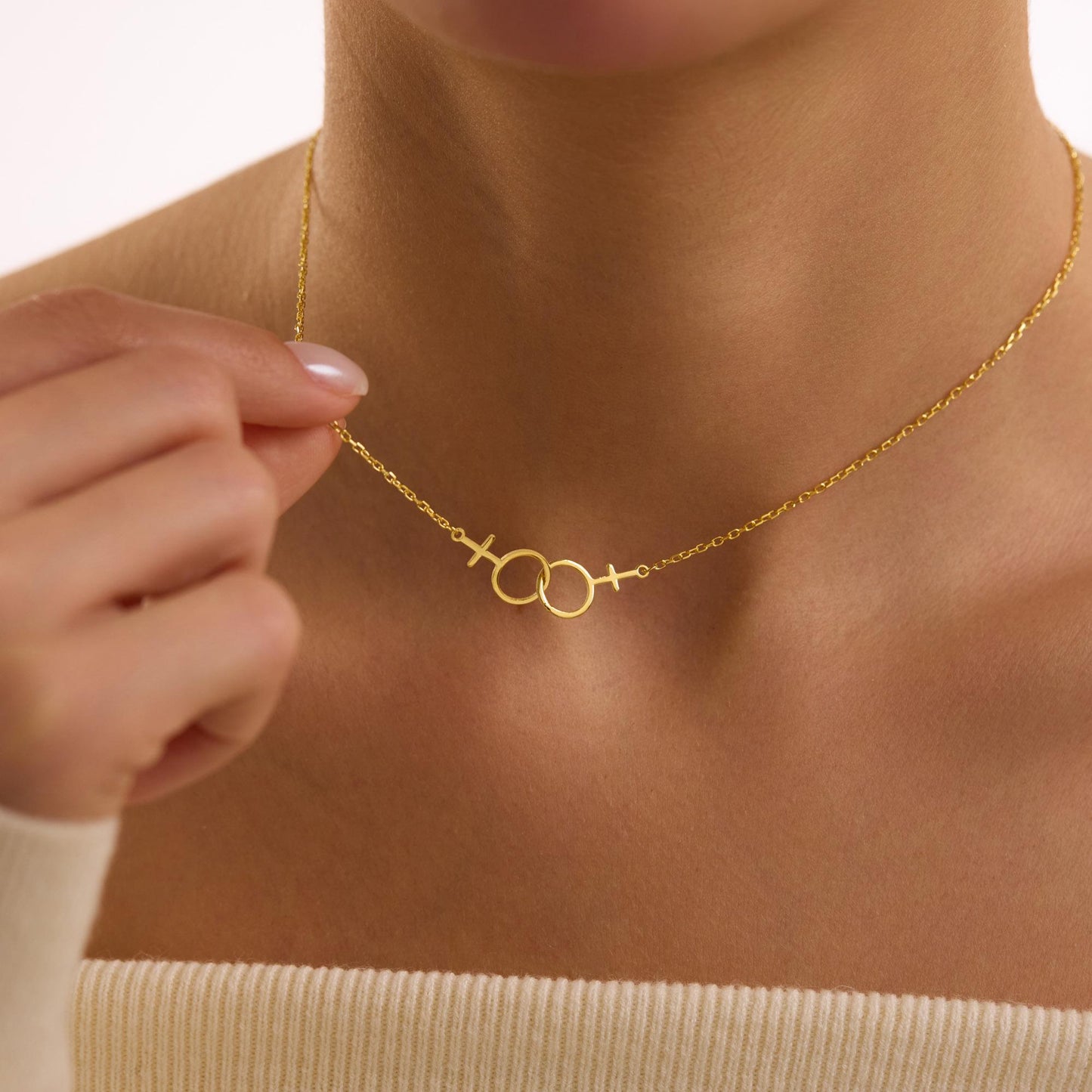 Custom Lesbian Necklace, Double Venus Necklace, LGBT Jewelry, Pride Jewelry, Transgender Gift for her, Gift for Girlfriend, Christmas Gift