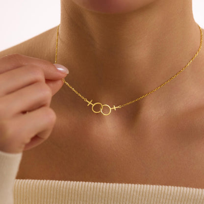 Custom Lesbian Necklace, Double Venus Necklace, LGBT Jewelry, Pride Jewelry, Transgender Gift for her, Gift for Girlfriend, Christmas Gift