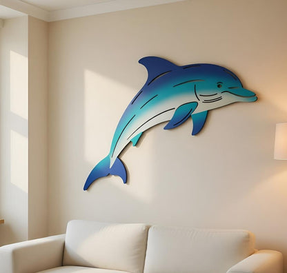 Dolphin Metal Wall Art, Coastal Home Decor, Ocean Animal Wall Hanging, Nautical Living Room Decor, Beach House Accent