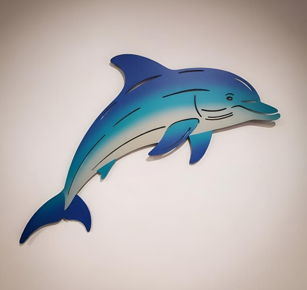 Dolphin Metal Wall Art, Coastal Home Decor, Ocean Animal Wall Hanging, Nautical Living Room Decor, Beach House Accent
