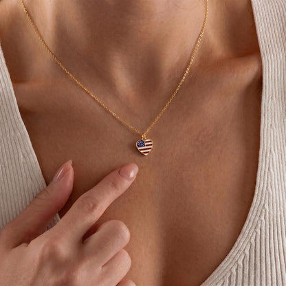 USA Flag Pendant Necklace, Patriotic American Jewelry, Independence Day, USA Map Necklace, United States 250th Memorial Gift, 4th of July