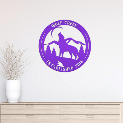 Custom Wolf Sign, Wolf In The Wild Sign, Howling Wolf