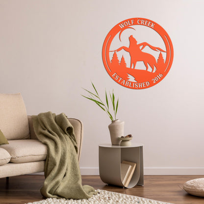 Custom Wolf Sign, Wolf In The Wild Sign, Howling Wolf