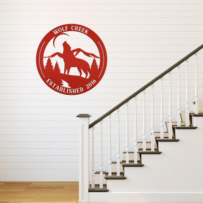 Custom Wolf Sign, Wolf In The Wild Sign, Howling Wolf