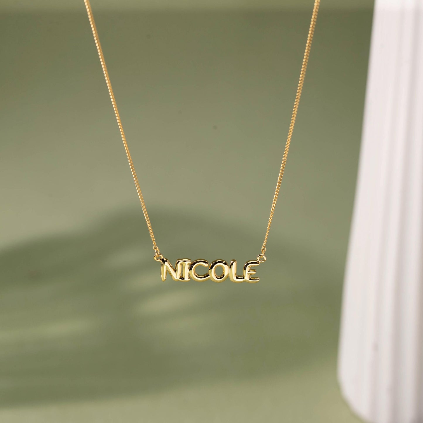 Personalized Bubble Name Necklace, Tiny Balloon Name Necklace, Custom Letter Necklace, Gift for her, Bridesmaid Gift, Christmas Gift for Mom