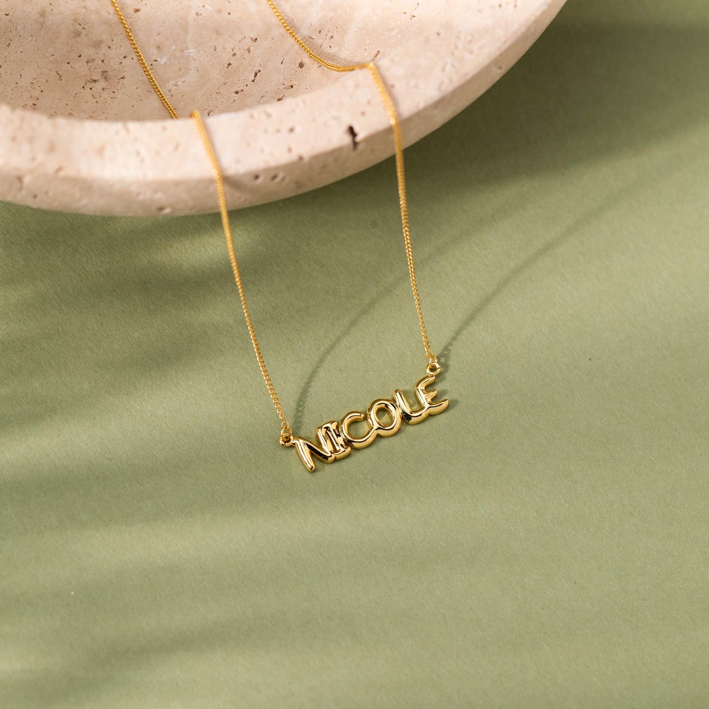 Personalized Bubble Name Necklace, Tiny Balloon Name Necklace, Custom Letter Necklace, Gift for her, Bridesmaid Gift, Christmas Gift for Mom