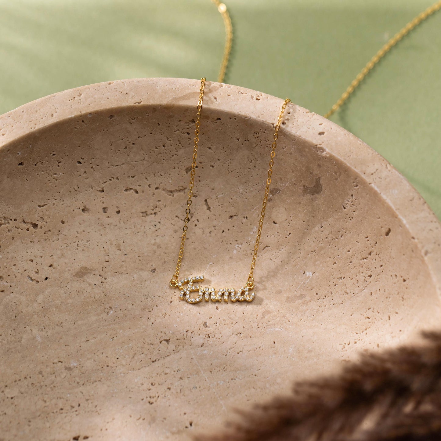 Dainty Diamond Gold Name Necklace, Personalized Pave Name Necklace, Custom Gemstone Letter Necklace, Jewelry Gift for Her, Bridesmaid Gifts