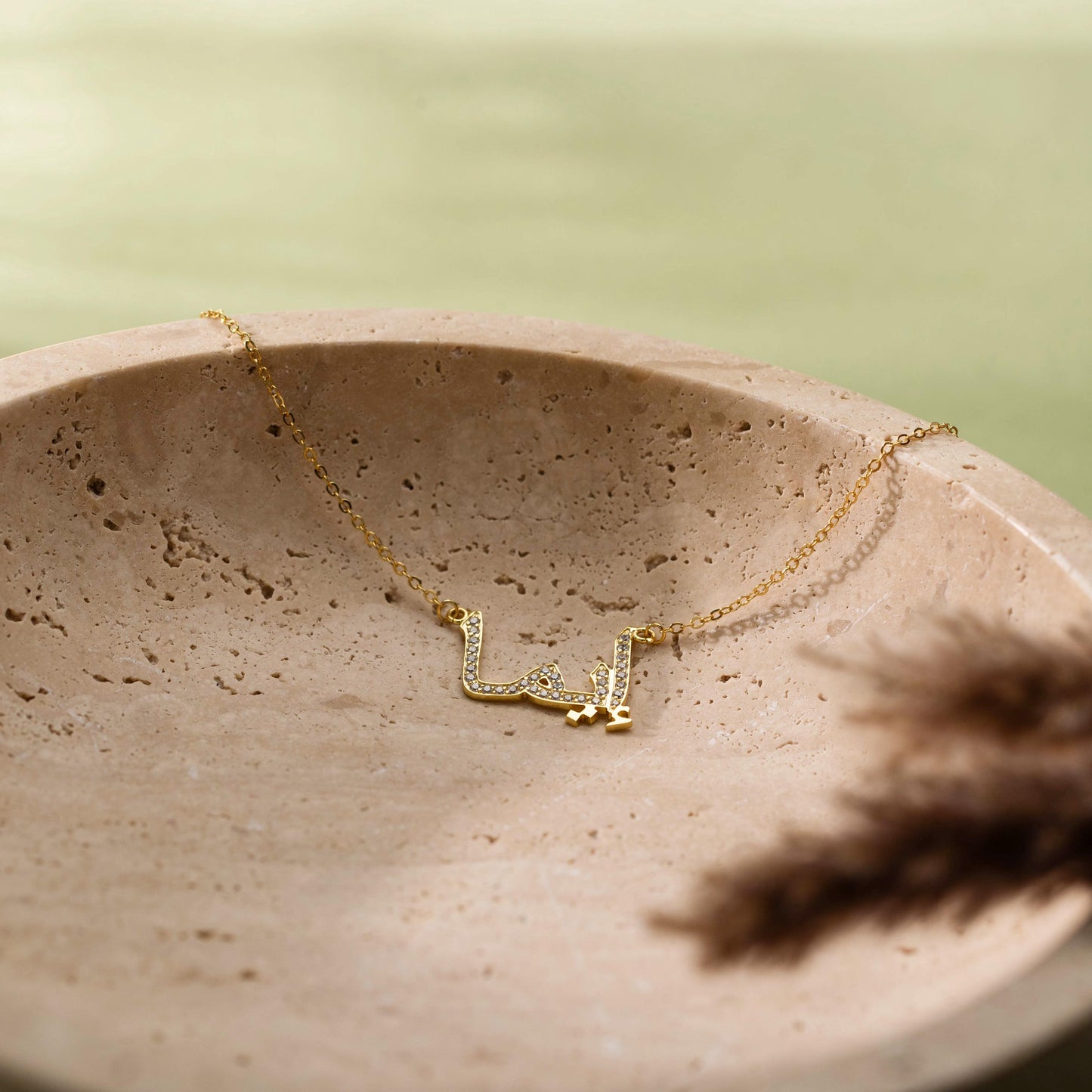 Personalized Arabic Name Necklace, Custom Diamond Letter Necklace, Arabic Pave Necklace, Islamic Gift, Eid Gift for Her, Birthday Gifts