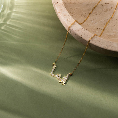 Personalized Arabic Name Necklace, Custom Diamond Letter Necklace, Arabic Pave Necklace, Islamic Gift, Eid Gift for Her, Birthday Gifts