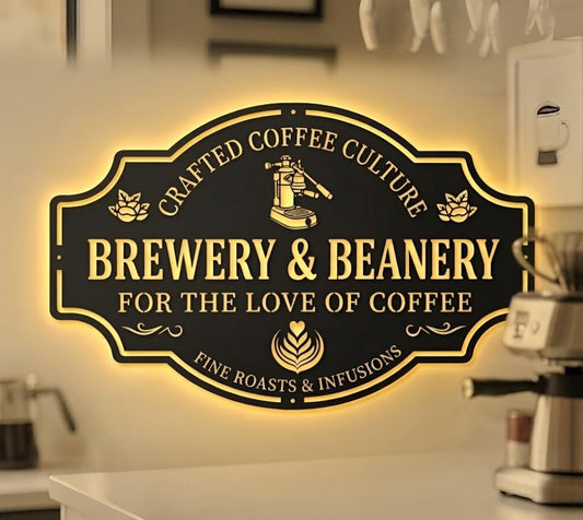 Coffee Bar LED Metal Sign, Modern Cafe Wall Decor for Home Coffee Station