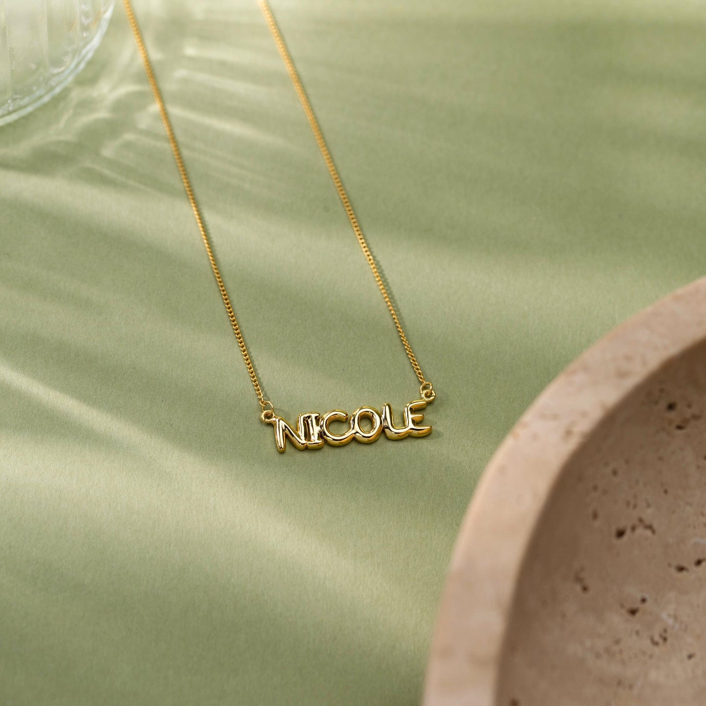 Personalized Bubble Name Necklace, Tiny Balloon Name Necklace, Custom Letter Necklace, Gift for her, Bridesmaid Gift, Christmas Gift for Mom