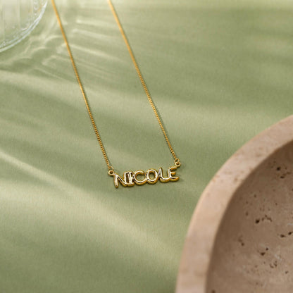 Personalized Bubble Name Necklace, Tiny Balloon Name Necklace, Custom Letter Necklace, Gift for her, Bridesmaid Gift, Christmas Gift for Mom