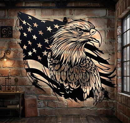 Patriotic Eagle Metal Led Lights, American Flag Eagle Decor, Rustic USA Wall Hanging, Freedom Home Decor